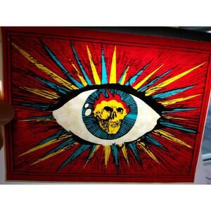 Grateful Dead Car Window Decal 1980s Flaming Skull Inside Large Eyeball Groovy